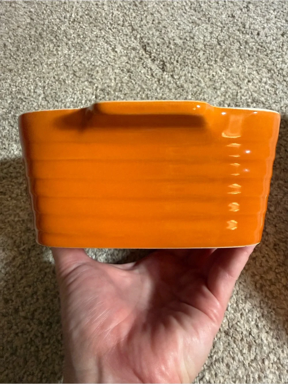 Pair of Orange Ceramic Baking Dishes